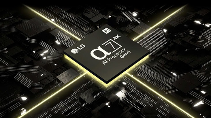 Close-up of the LG alpha 7 chip.