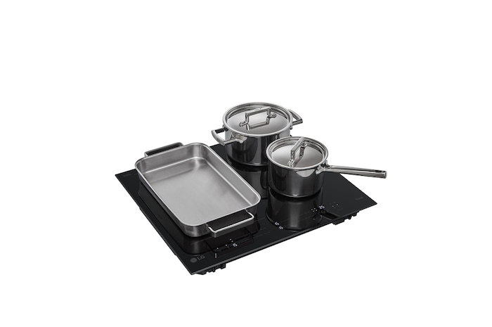 Back view of Induction Cooktop with utensils