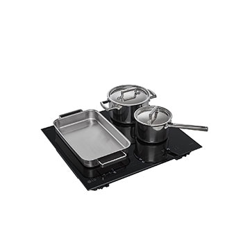 Back view of Induction Cooktop with utensils