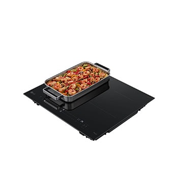 Right perspective side view of the Induction Cooktop with utensil