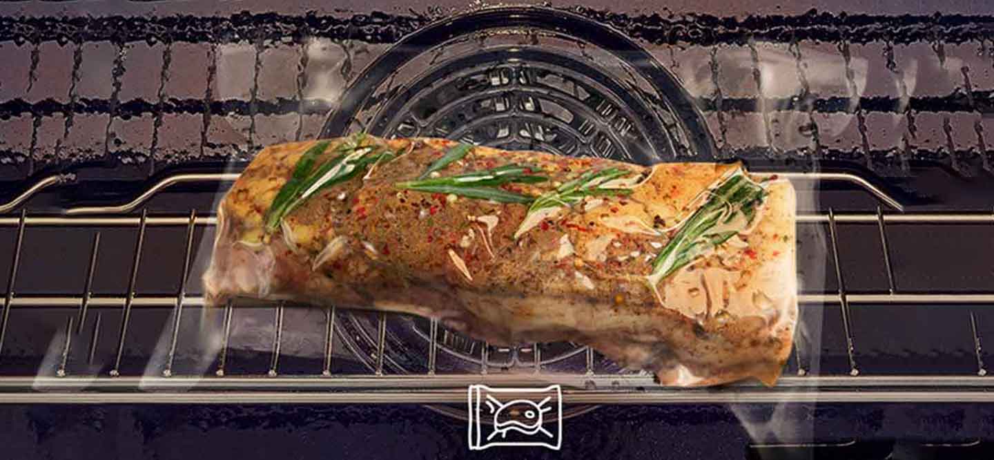 This is an image that vacuum-packed meat cooked through an air sous vide.
