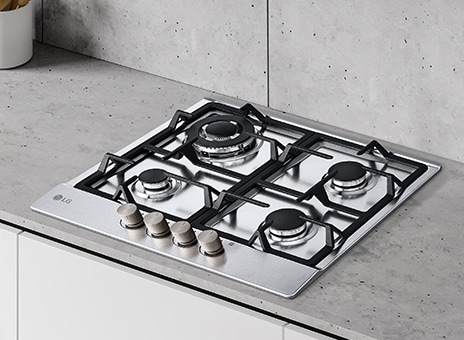 The kitchen interior with LG gas hob installed.