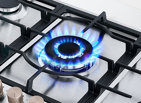This image shows the firepower of LG gas hob.