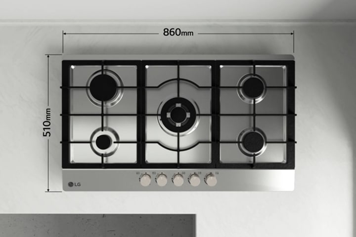 This image shows the dimension of the gas hob.