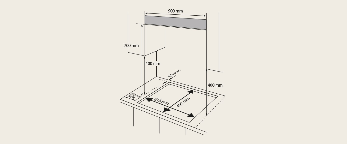 This image shows the dimension of the induction hob.