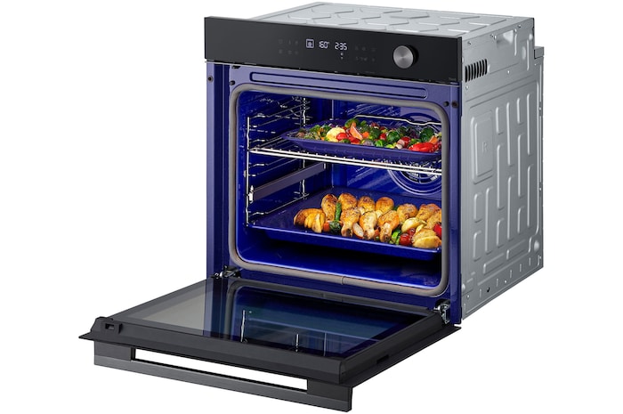 Right side view door open with food