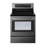 Front view of LG 8300W Electric Oven, EasyClean for easy cleaning and hygienic heat distribution, 6.3 cubic feet (178 liters), blue interior, safe touch, cooking and heating, ®baking &#43; grill with thermal distribution LRE3193BD