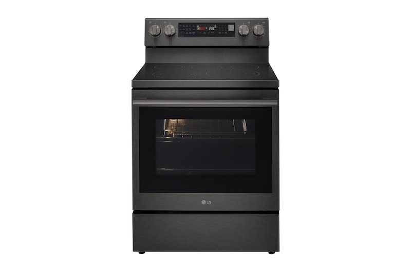 LG Electric Range, 5 Ceramic Hobs, 172Liter, Air Fry, Easy Clean, InstaView, Smart ThinQ, Black Stainless Steel
