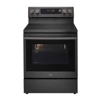 LG Electric Range, 5 Ceramic Hobs, 172Liter, Air Fry, Easy Clean, InstaView, Smart ThinQ, Black Stainless Steel