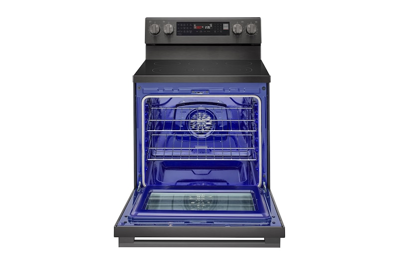 LG Electric Range, 5 Ceramic Hobs, 172Liter, Air Fry, Easy Clean, InstaView, Smart ThinQ, Black Stainless Steel