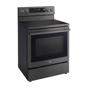 LG Electric Range, 5 Ceramic Hobs, 172Liter, Air Fry, Easy Clean, InstaView, Smart ThinQ, Black Stainless Steel