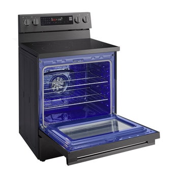 LG Electric Range, 5 Ceramic Hobs, 172Liter, Air Fry, Easy Clean, InstaView, Smart ThinQ, Black Stainless Steel
