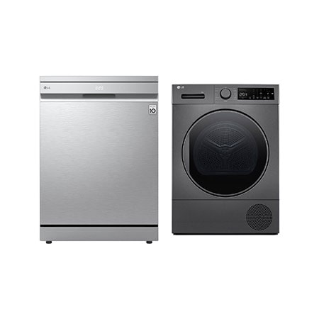 14 Places QuadWash™ Dishwasher Prime Silver with TrueSteam™, Heat Dry + 8Kg Dryer | Heat Pump Dryer | Sensor Dry
