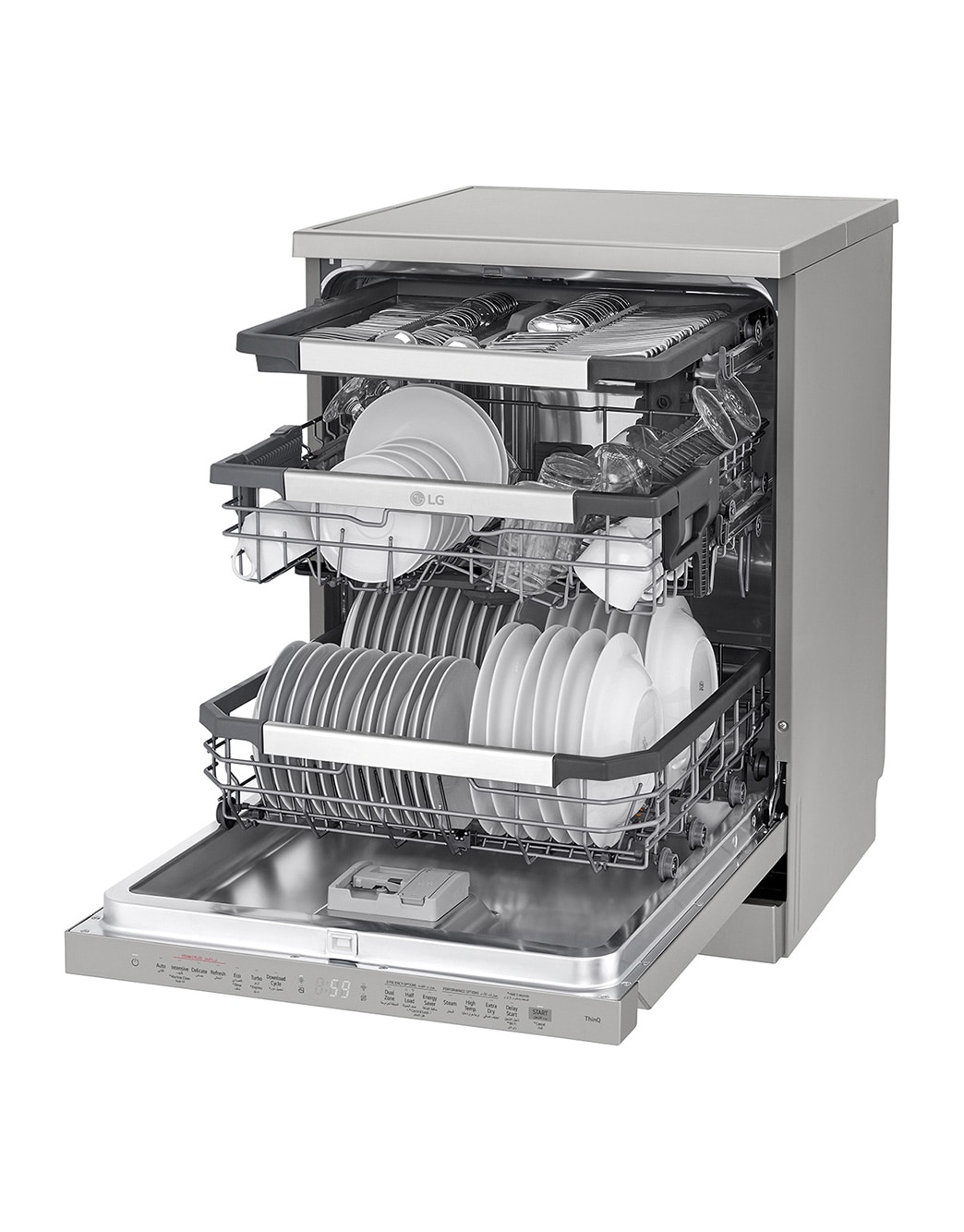 14 Place Setting Dishwasher, Noble Steel Color,Quad Wash, Easy Rack