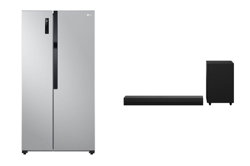 Front view of 17.9 Cu.Ft | Side By Side | Smart Inverter Compressor + LG Soundbar S30A with WOW Orchestra and WOW Interface LS19GBBDI.S30A001