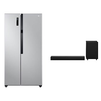Front view of 17.9 Cu.Ft | Side By Side | Smart Inverter Compressor + LG Soundbar S30A with WOW Orchestra and WOW Interface LS19GBBDI.S30A001