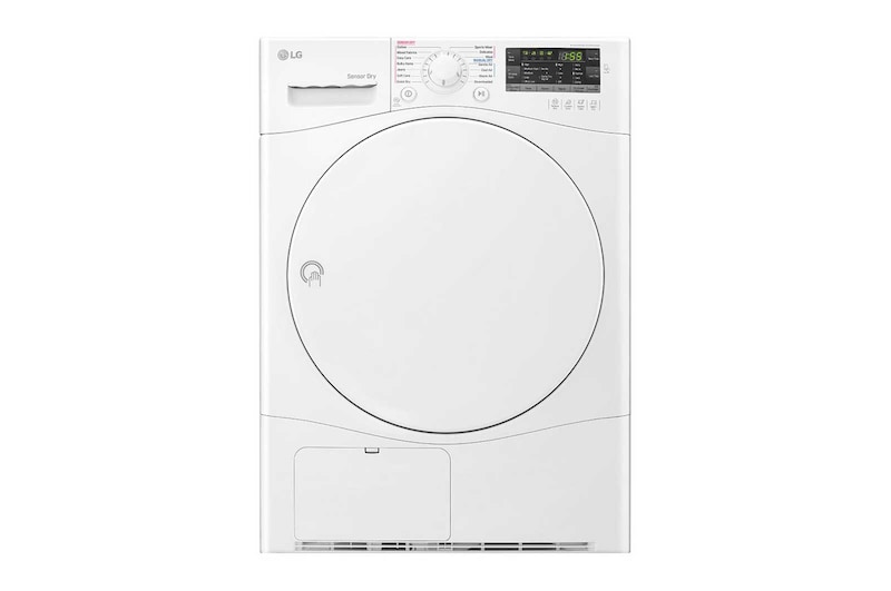 Front view of 7Kg Condensing Type Dryer, Sensor Dry, White Color, Smart Diagnosis RC7066A1F