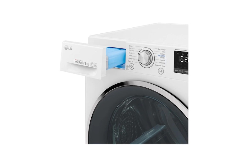 LG 9Kg DUAL Inverter Dryer, sensor dry, Allergy care, Drum care, White color, ThinQ (Wi-Fi), RC90V9AV2W