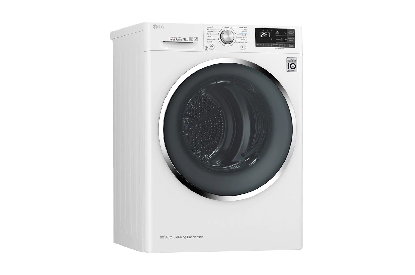 LG 9Kg DUAL Inverter Dryer, sensor dry, Allergy care, Drum care, White color, ThinQ (Wi-Fi), RC90V9AV2W