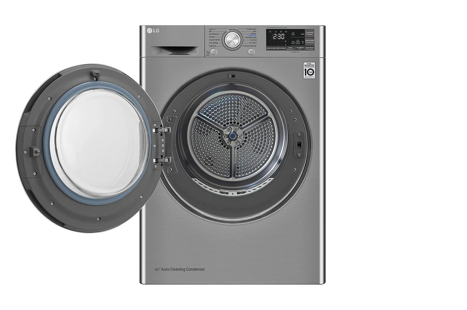 LG 9Kg DUAL Inverter Dryer, sensor dry, Allergy care, Drum care, Silver color, ThinQ (Wi-Fi) , RC90V9EV2W