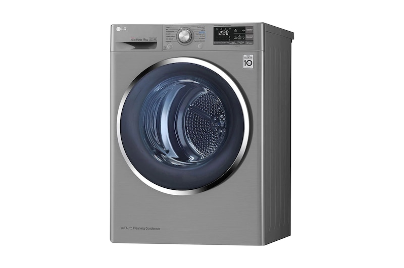 LG 9Kg DUAL Inverter Dryer, sensor dry, Allergy care, Drum care, Silver color, ThinQ (Wi-Fi) , RC90V9EV2W
