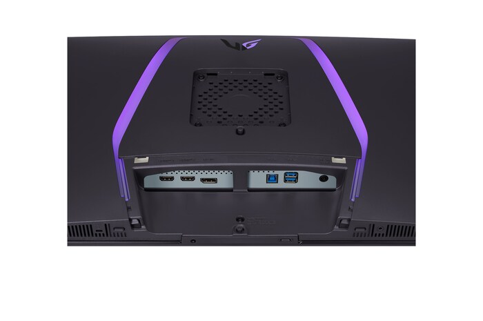 close-up view of ports with lights on