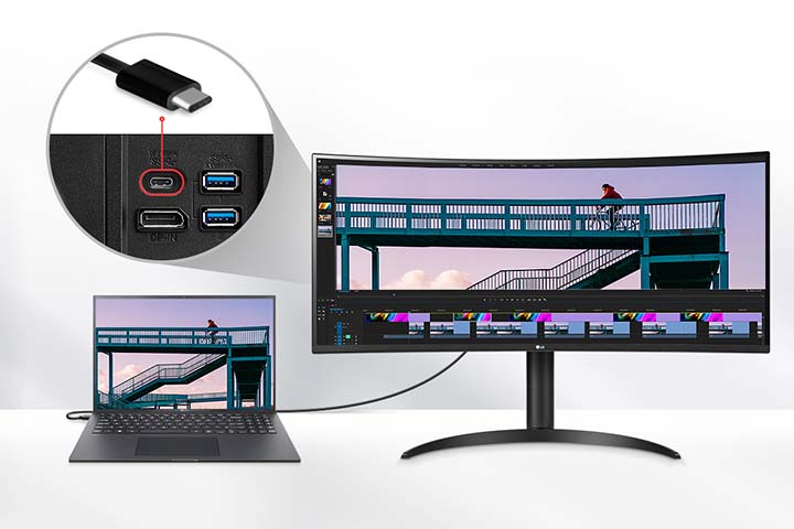 34'' UltraWide QHD Curved monitor with USB Type-C™, 2024 - 34WR55QC-B