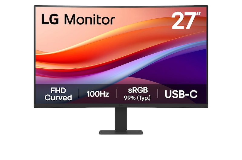 Front view of 27” FHD Curved Monitor with USB-C 27U421A-B
