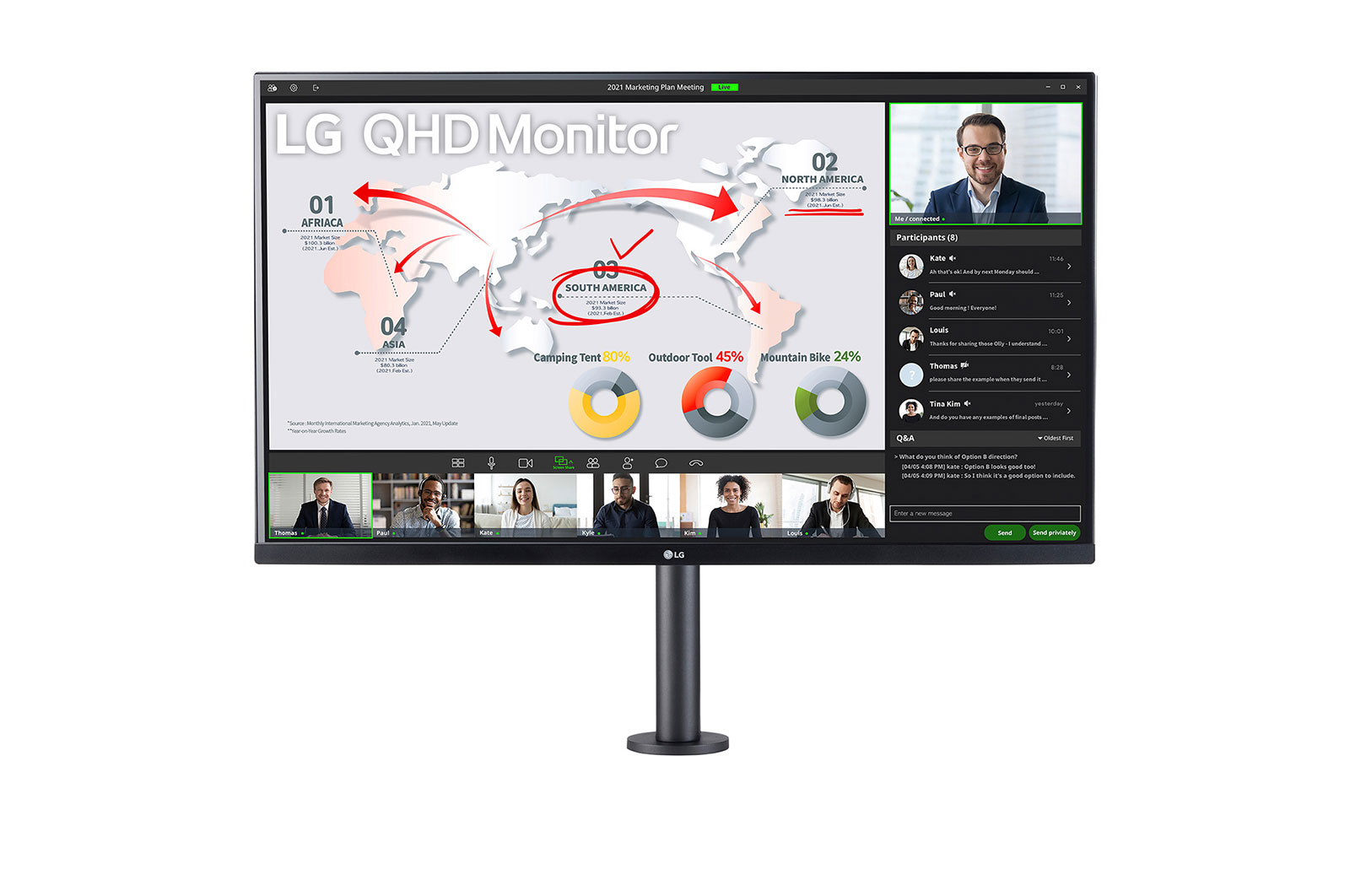 LG 31.5" QHD Ergo IPS Monitor with USB Type-C™\t, 32QP880-B
