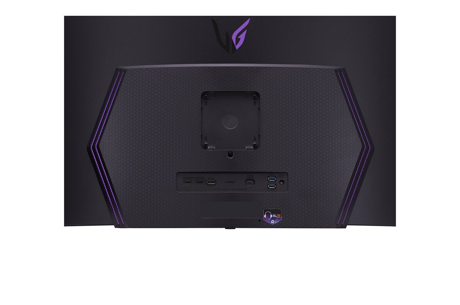 Zoomed-in rear view with lights on