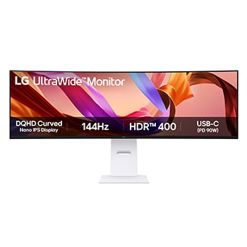 Front view of 49-inch UltraWide Dual QHD(5120x1440) Curved Nano IPS Display at 144Hz 49U950A-W