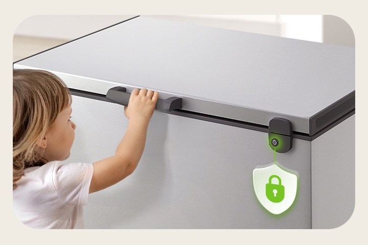 LG chest freezer child lock stops children from opening the lid for added safety