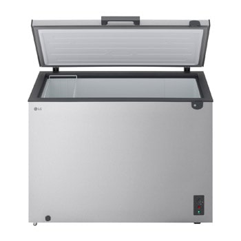 LG chest freezer side view showing half door opening