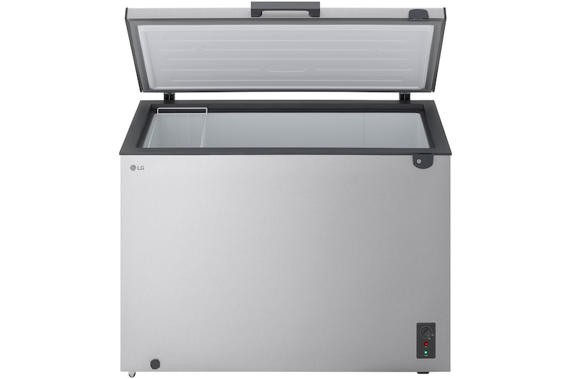 LG chest freezer side view showing half door opening