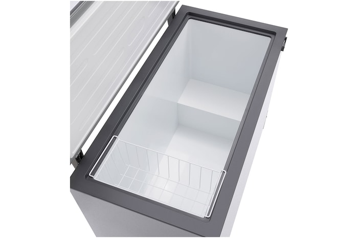 LG chest freezer inside accessory space view