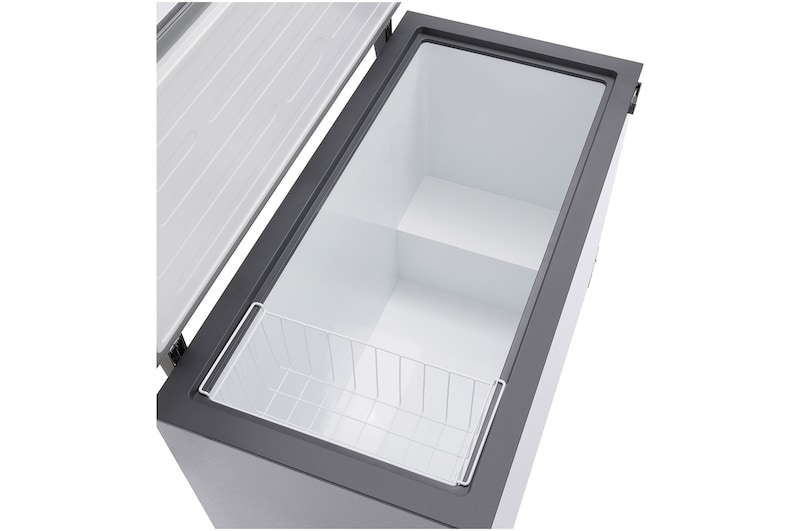 LG chest freezer inside accessory space view