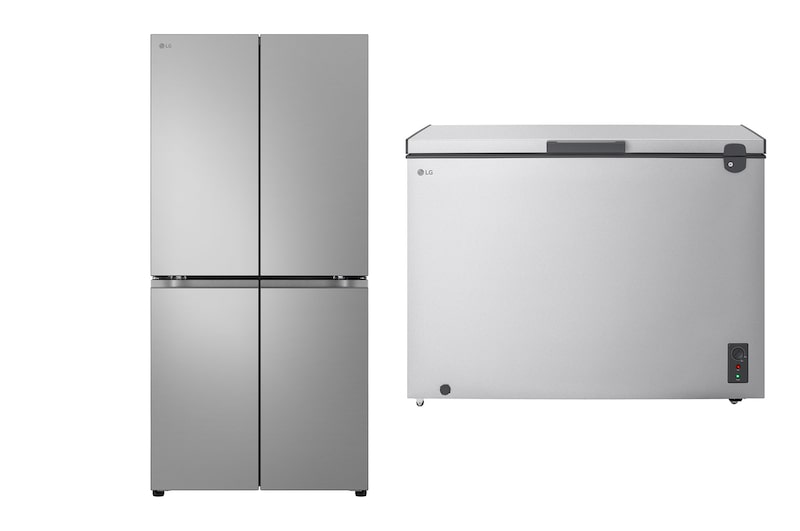 Front view of 16.3 cu.ft | Multi Door Refrigerator | Linear Cooling | Smart inverter | Multi Air Flow | ThinQ (Wi-Fi) | color Prime Silver+1.8 Cu.Ft Top Freezer Refrigerator, Prime Silver color LM224BBSIF.LC7G001