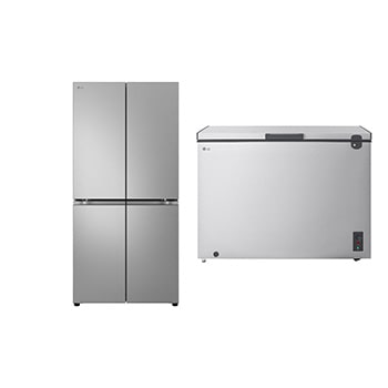 Front view of 16.3 cu.ft | Multi Door Refrigerator | Linear Cooling | Smart inverter | Multi Air Flow | ThinQ (Wi-Fi) | color Prime Silver+1.8 Cu.Ft Top Freezer Refrigerator, Prime Silver color LM224BBSIF.LC7G001