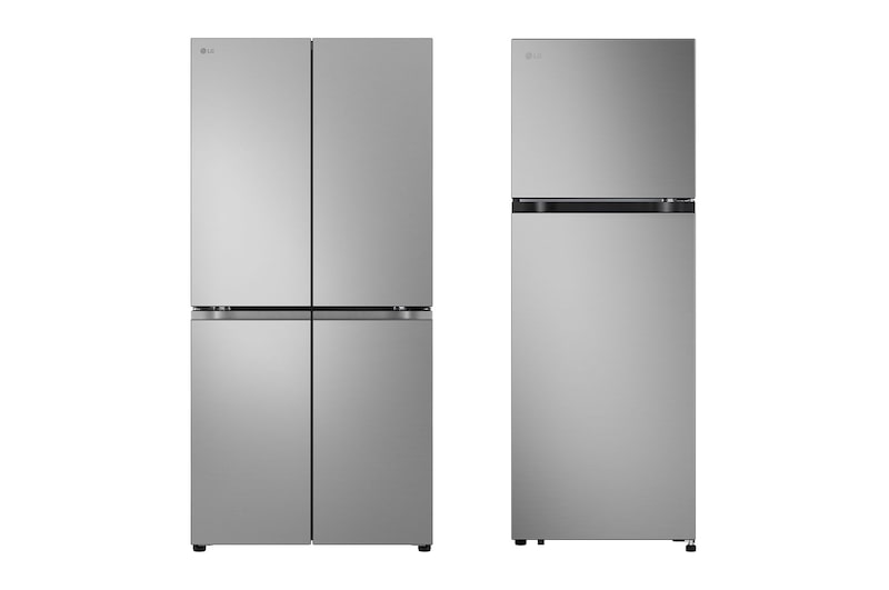 Front view of 16.3 cu.ft | Multi Door Refrigerator | Linear Cooling | Smart inverter | Multi Air Flow | ThinQ (Wi-Fi) | color Prime Silver + Top Freezer Fridge 8.5 Cu.Ft – LG LT9CBBSIVN LM224BBSIF.LT9C001