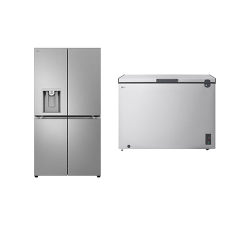 LG 19.6 cu.ft Refrigerator | Multi Door | Water Dispenser | LINEAR Cooling | WiFi ThinQ | Prime silver + 1.8 Cu.Ft Top Freezer Refrigerator, Prime Silver color