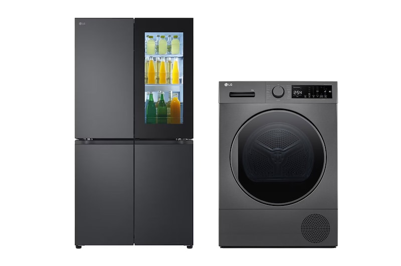 Front view of 27.3 cu.ft | inverter linear | ThinQ + 8Kg Dryer | Heat Pump Dryer | Sensor Dry LM344VBNLF.RH81T