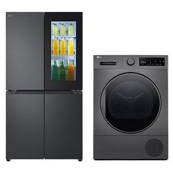 Front view of 27.3 cu.ft | inverter linear | ThinQ + 8Kg Dryer | Heat Pump Dryer | Sensor Dry LM344VBNLF.RH81T