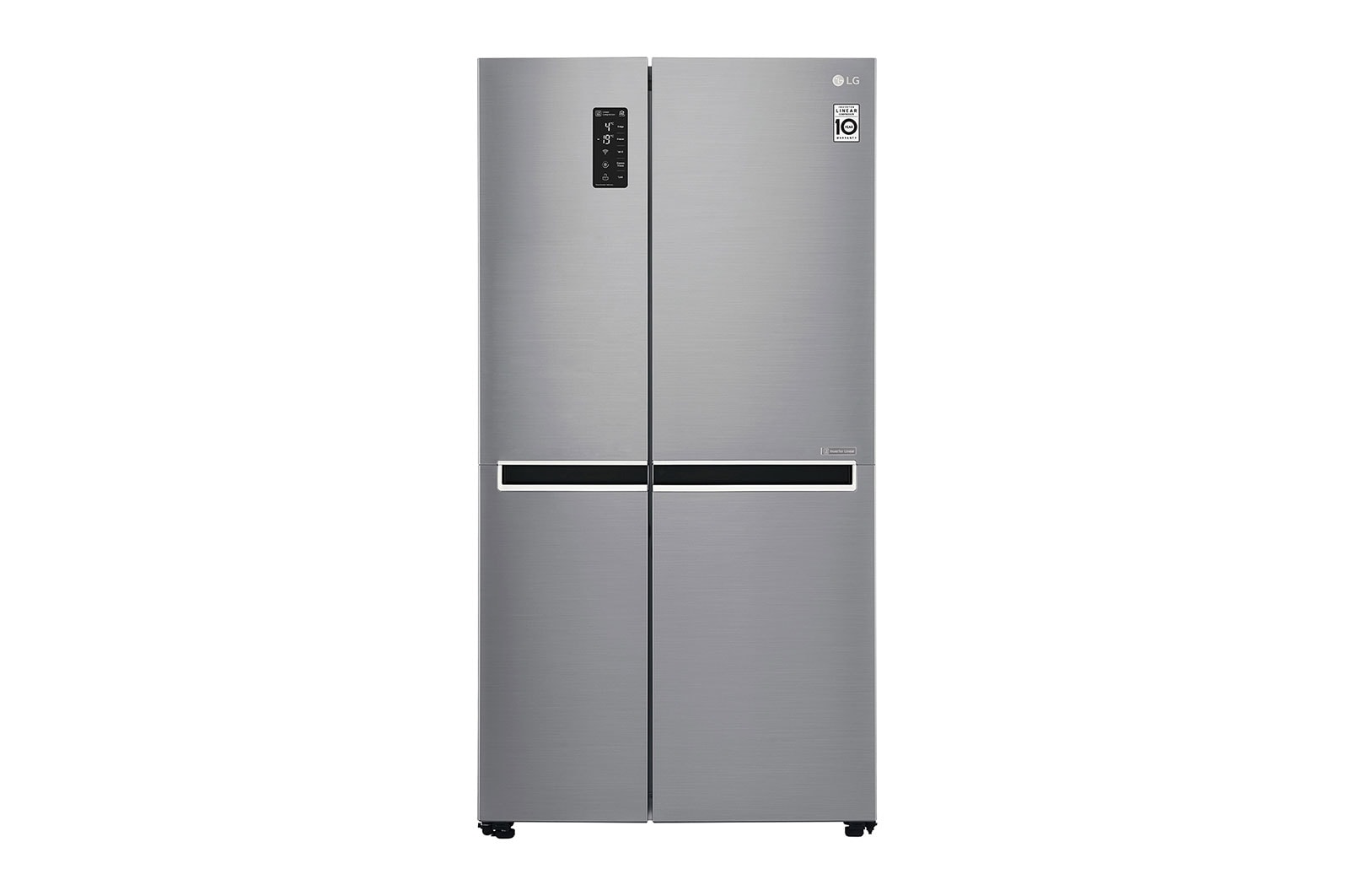 Front view of 22.1 Cu.Ft, Side By Side Refrigerator, Plantinum Silver Color, Smart Diagnosis, Inverter Linear Compressor LS242BBSLN