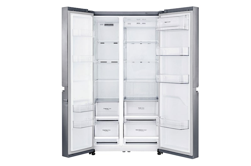 LG 22.1 Cu.Ft, Side By Side Refrigerator, Plantinum Silver Color, Smart Diagnosis, Inverter Linear Compressor, LS242BBSLN
