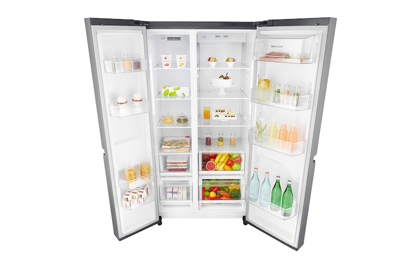 LG 22.1 Cu.Ft, Side By Side Refrigerator, Plantinum Silver Color, Smart Diagnosis, Inverter Linear Compressor, LS242BBSLN