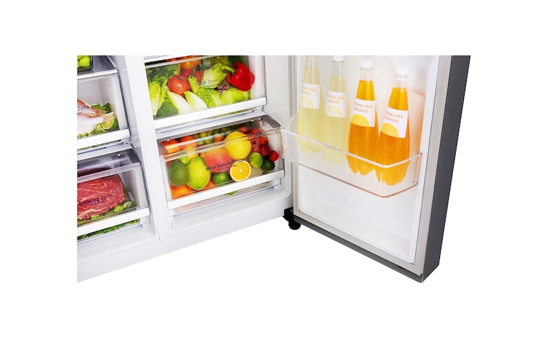 LG 22.1 Cu.Ft, Side By Side Refrigerator, Plantinum Silver Color, Smart Diagnosis, Inverter Linear Compressor, LS242BBSLN