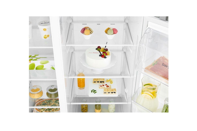 LG 22.1 Cu.Ft, Side By Side Refrigerator, Plantinum Silver Color, Smart Diagnosis, Inverter Linear Compressor, LS242BBSLN