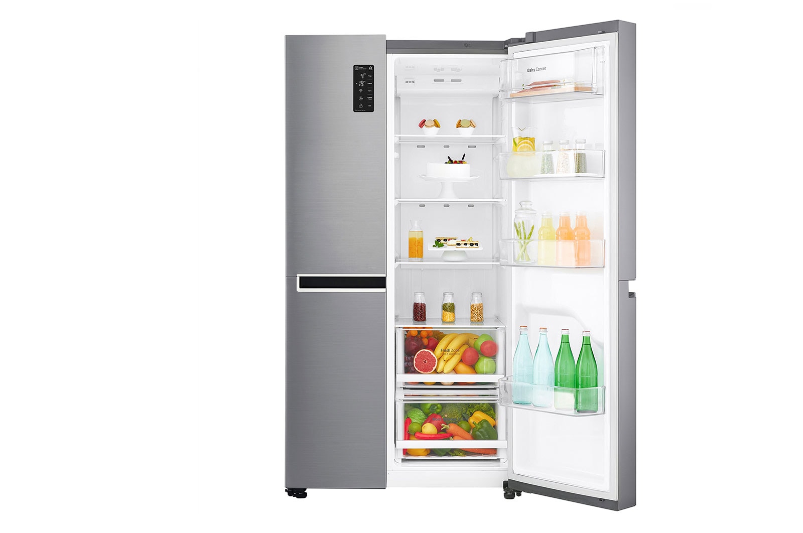 LG 22.1 Cu.Ft, Side By Side Refrigerator, Plantinum Silver Color, Smart Diagnosis, Inverter Linear Compressor, LS242BBSLN