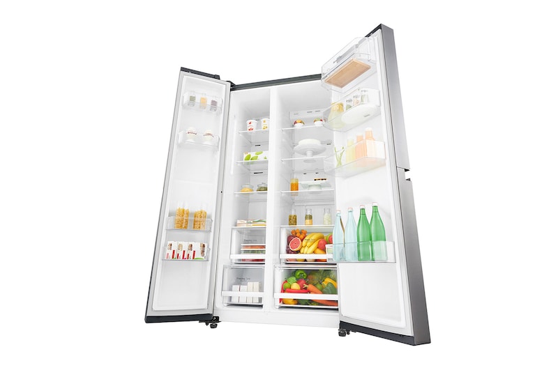 LG 22.1 Cu.Ft, Side By Side Refrigerator, Plantinum Silver Color, Smart Diagnosis, Inverter Linear Compressor, LS242BBSLN