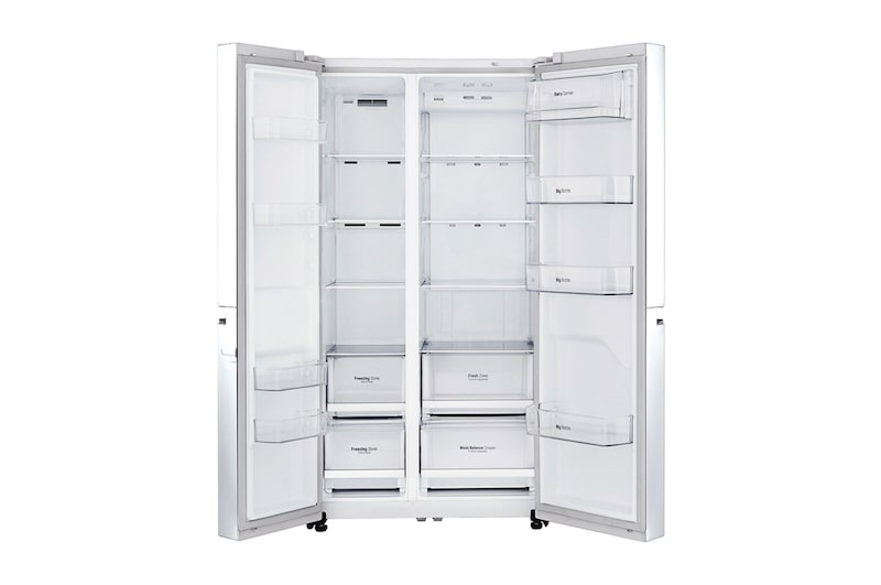 LG 22.1 Cu.Ft, Side By Side Refrigerator, White color, Smart Diagnosis, Inverter Linear Compressor, LS242BBWLN
